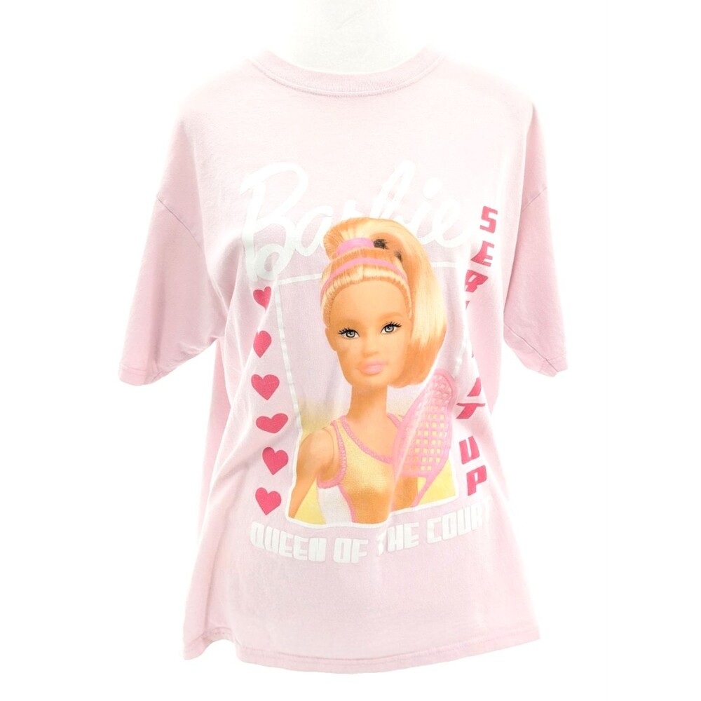 Barbie Pink  Serve it Up Queen of the Court Tennis Sporty T-Shirt Size Large